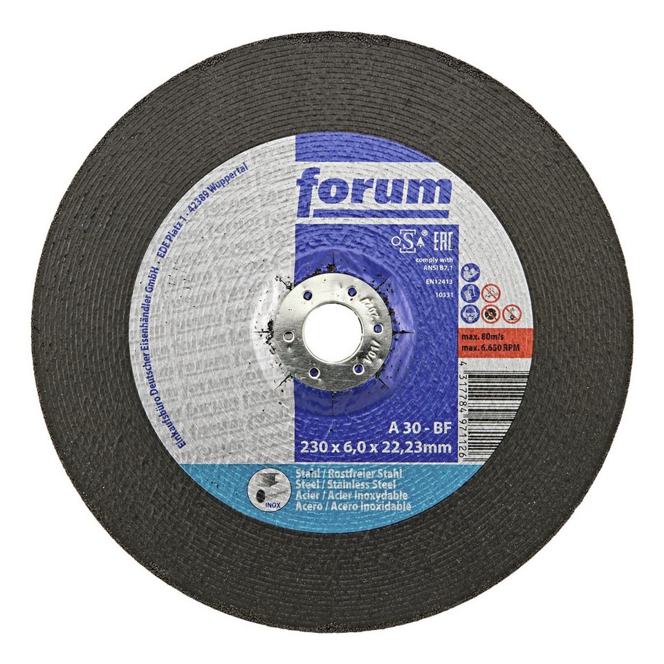 forum® Schruppscheibe, Ø 230 mm, Stahl/INOX 230 x 6 mm, T42 gekröpft von forum®
