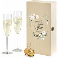 2 Leonardo Sektgläser in Geschenkbox Mit Gravur Des Namens Zur Hochzeit Motiv Lovers Ringe Sekt-Glas Graviert Geschenkidee von foryou24