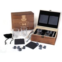 2 Whiskygläser Mit Whisky-Kühlsteinen Und Untersetzern in Gravierter Holzkiste Motiv Gentleman - Wunschname Geschenkidee von foryou24