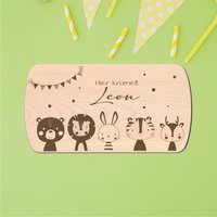 Geschenk Geburt Woods | Frühstücksbrett Personalisiert Brettchen Babygeschenk Brettchen, Holzbrett von foryou24