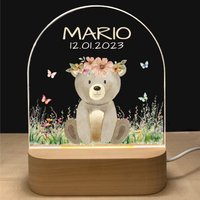 Nachtlicht Personalisiert Blumenwiese | Babygeschenk Geburt Baby Regenbogen Nachtlampe Geschenk von foryou24