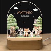 Nachtlicht Personalisiert Forest | Babygeschenk Geburt Baby Regenbogen Nachtlampe Geschenk von foryou24
