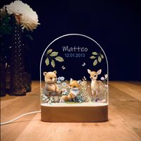 Nachtlicht Personalisiert Wald | Babygeschenk Geburt Baby Regenbogen Nachtlampe Geschenk von foryou24