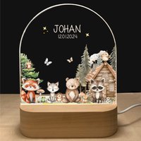 Nachtlicht Personalisiert Wald | Babygeschenk Geburt Baby Regenbogen Nachtlampe Geschenk von foryou24