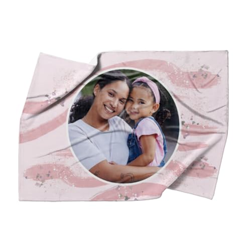 Kuscheldecke rosa 200 x 140 cm - mit Foto personalisierbar - Fotodecke selbst gestalten - Geschenkidee Muttertag, Geburtstag - Pinselstriche Hearts Rose von fotobar