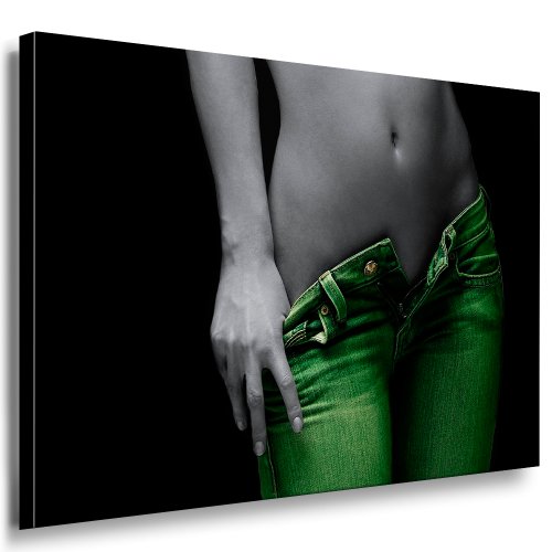 Bild auf LEINWAND AKT EROTIK GIRL abstrakt verschiedene Größen wählbar!!! gerahmt fertig auf HOLZRAHMEN Kunstdruck Wandbild auf Rahmen günstiger als Ölbild Gemälde/Poster/Plakat/kein Poster oder Plakat (70x50cm grün) von fotoleinwand24