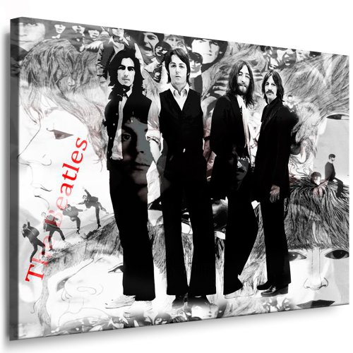 Beatles Lennon Bild auf Leinwand - 100x70cm Pop Art Gemälde Kunstdruck - Fertig auf Keilrahmen - Wandbild zur Dekoration - Musik Stars von fotoleinwand24