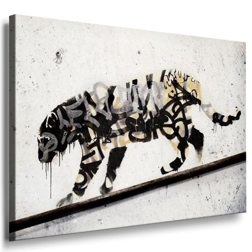 Graffiti, BANKSY , "TiGer-SpRay-coLour-BlAck" Druck auf leinwand - "BANKSY" Bild 80x60cm k. Poster ! Bild fertig auf Keilrahmen ! nr.7390 Pop Art Gemälde Kunstdrucke, Wandbilder, Bilder zur Dekoration - Deko / Top 200 "Banksy" Streetart Wandbilder von fotoleinwand24
