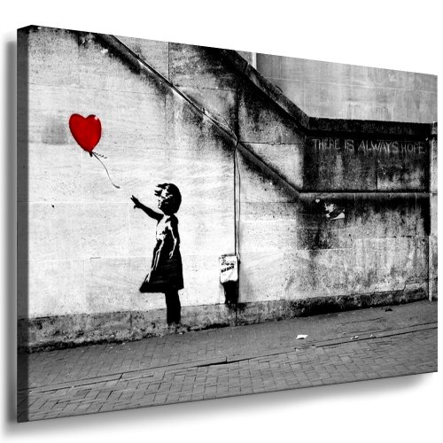 Graffiti Banksy Druck auf leinwand - Bild 150x100cm k. Poster ! Bild fertig auf Keilrahmen ! Pop Art Gemälde Kunstdrucke, Wandbilder, Bilder zur Dekoration - Deko/Top 200"Banksy Streetart Wandbilder von fotoleinwand24