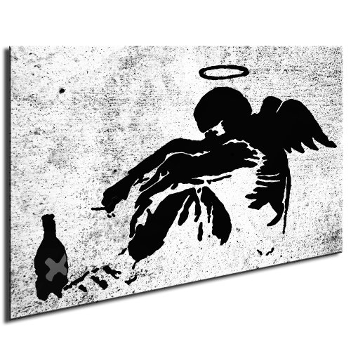 Graffiti Street Art Banksy Drunken-Angel Leinwand Bild 100x70cm / Leinwandbild fertig auf Keilrahmen/Kunstdrucke, Leinwandbilder, Wandbilder, Poster, Gemälde, Pop Art Deko Kunst Bilder von fotoleinwand24