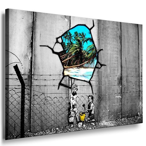 Graffiti Street Art Banksy Leinwand Bild 100x70cm / Leinwandbild fertig auf Keilrahmen/Kunstdrucke, NR. 3920 Leinwandbilder, Wandbilder, Poster, Gemälde, Pop Art Deko Kunst Bilder von fotoleinwand24