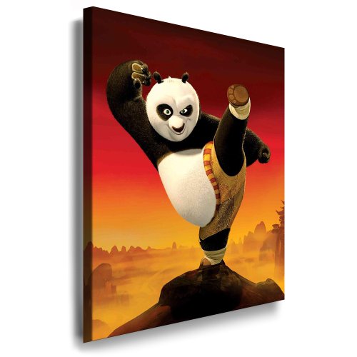 Kung Fu Panda Kinderzimmer_Bild - 100x70cm k. Poster ! Bild fertig auf Keilrahmen ! Pop Art Gemälde Kunstdrucke, Wandbilder, Bilder zur Dekoration - Deko / Bilder für Kinderzimmer - Babyzimmer von fotoleinwand24