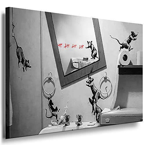 Leinwandbild Banksy Quarantäne Bild Leinwandbild fertig auf Keilrahmen/Wandbilder, Poster, Pop Art Gemälde, Kunst - Deko Bilder von fotoleinwand24