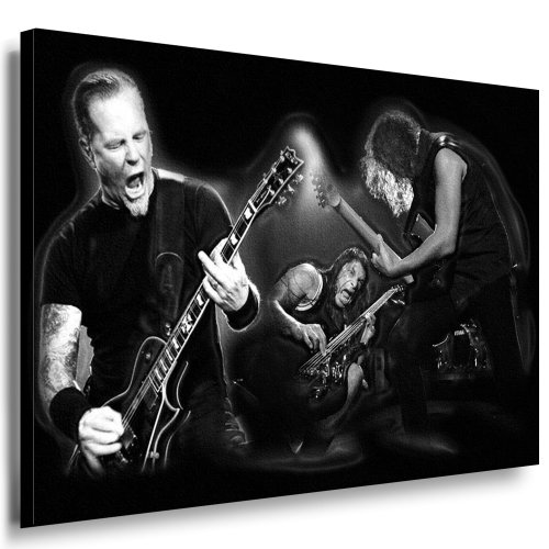 Metallica Leinwand Bild 100x70cm k. Poster ! Bild fertig auf Keilrahmen ! Pop Art Gemälde Kunstdrucke - Wandbilder - Bilder zur Dekoration - Deko. Musik Stars Kunstdrucke von fotoleinwand24