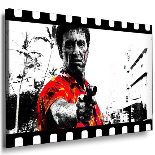 Scarface - Al Pacino Leinwand Bild 100x70cm k. Poster ! Bild fertig auf Keilrahmen ! Pop Art Gemälde Kunstdrucke, Wandbilder, Bilder zur Dekoration - Deko. Film/Movie/Tv Stars Kunstdrucke von fotoleinwand24