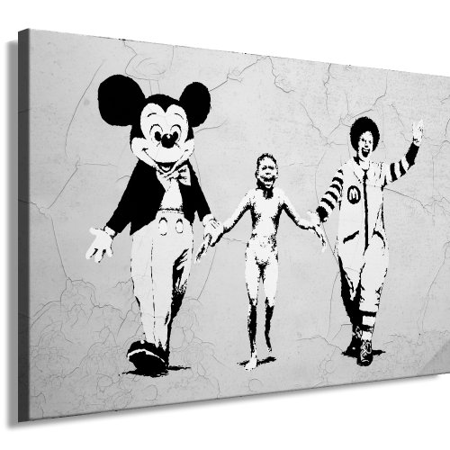 fotoleinwand24 Banksy Leinwand - Bild 80x60cm k. Poster von fotoleinwand24