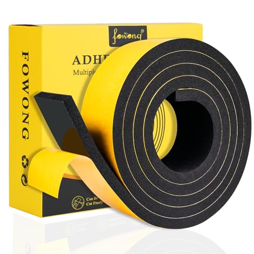 fowong Moosgummi Selbstklebend 2m-Abnehmbarer Klebstoff Dichtungsband 50mm(B) x10mm(D) Türdichtung Schaumstoffband für Fenster Ceranfeld, Kollision Siegel Schalldämmung Gesamtlänge 2m lang von fowong