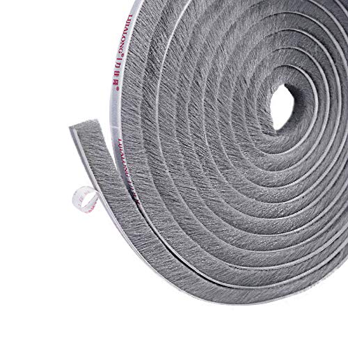 fowong Selbstklebend Bürstendichtung Dichtungsstreifen 6 m(L) x9 mm(B) x 15mm(D) Dichtungsband hochdichter Filz-Zugluft-Exzenter für Schiebetüren, Fenster und Garderobe(Grau) von fowong