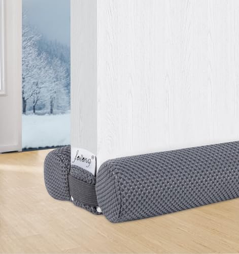 fowong Zugluftstopper für Türen 100cm, Türdichtung für Türen und Fenster Einstellbare Neu-Waschbar-Energiesparend-Isolierung, Kalte Luft Insekt Blockiert, für Türunterspalte 1.8-5cm,Grau von fowong