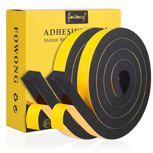 fowong Selbstklebend Schaumstoffband 25mm(B) x20mm(D)/4m -Abnehmbarer Klebstoff -Türdichtung Dichtungsband kochheld, Moosgummi selbstklebend, Kollision Anti-Rutsch Schalldämmung 2 Rollen je 2m lang von fowong