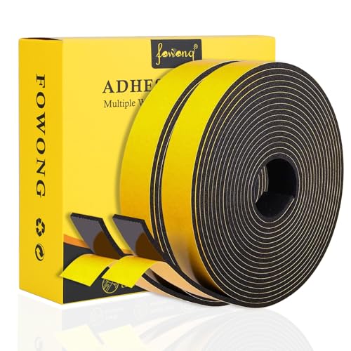 fowong Moosgummi Selbstklebend Dichtungsband 25mmx3mm/10m(L) -Abnehmbarer Klebstoff, Schaumstoffband Türdichtung Gummidichtungsband für Kollision Siegel Anti-Rutsch 2 Rollen je 5m lang Schwarz von fowong