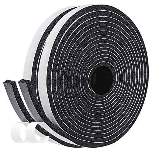 fowong Schaumstoff Selbstklebend Klebeband 12mm(B) x6mm(D) Türdichtung Dichtband Klimaanlage Kollision Siegel Schalldämmung Kompriband Gesamtlänge 8m (2 Rollen je 4m lang) Schwarz von fowong