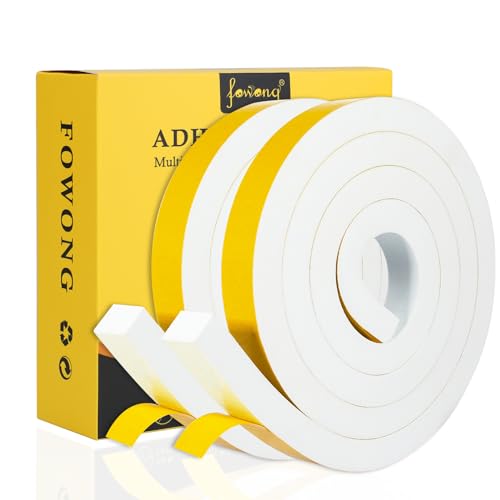 fowong Selbstklebend Schaumstoffband 25mm(B) x20mm(D)/4m -Abnehmbarer Klebstoff -Türdichtung Dichtungsband kochheld, Moosgummi selbstklebend, Kollision Anti-Rutsch Schalldämmung 2 Rollen je 2m lang von fowong