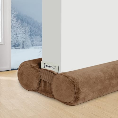 fowong Upgrade Verstellbare Zugluftstopper für Türen 80-100cm,Doppelseitiger Türdichtung Windstopper, Einfache Installation zum Blockieren von Lärm, Zugluft, Licht, Staub,Unterspalte 1.8-5cm,Braun von fowong