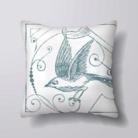 Blauer Vogel-Illustration - Anpassbare Personlized Kissen-Abdeckung Fall Oder Gefüllt Mit Einsatz von foxyNfoxy