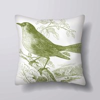 Grüne Vintage Vogel Illustration - Kann Becustomizeable Personlized Kissen Abdeckung Fall Oder Gefüllt Mit Einsatz von foxyNfoxy