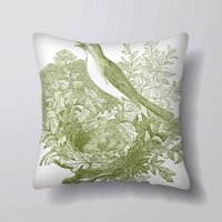 Grüne Vintage Vogel Illustration - Kann Becustomizeable Personlized Kissen Abdeckung Fall Oder Gefüllt Mit Einsatz von foxyNfoxy