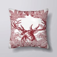 Vintage Hirsche Hirsch Rot Illustration - Kann Becustomizeable Personlized Kissen Abdeckung Fall Oder Gefüllt Mit Einsatz von foxyNfoxy