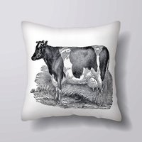 Vintage Kuh Schwarz-Weiß-Illustration -Can Becustomizeable Personlised -Kissenbezug Fall Oder Gefüllt Mit Einsatz von foxyNfoxy