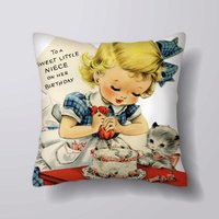 Vintage Mädchen Kind - Kann Anpassbar Personlized Kissen-Abdeckung Fall Oder Gefüllt Mit Einsatz von foxyNfoxy