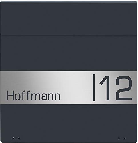 Frabox® Design Briefkasten Namur Edition Anthrazitgrau RAL 7016 mit Hausnummer & Namen von frabox