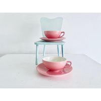 2 X Melitta Tasse Mit Unterteller 60Er Jahre Design Kaffeetasse Teller Kuchenteller Rosa Pastell Gedeck von fraeuleinalpenrose
