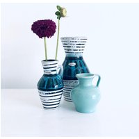 3 Vasen Set 50-60Er Jahre Blau Mint Türkis Scheurich Midcentury Retro Rockabilly W.-Germany 424/10 Grün Malta Orange von fraeuleinalpenrose