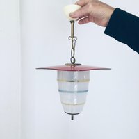 Deckenlampe Hängelampe 50 - 60Er Jahre Rot Pastell Rockabilly Sixties Glaslampe Midcentury Modernist von fraeuleinalpenrose
