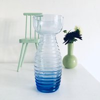 Glasvase Hyazinthenglas Vase Glas Vintage Art Deco Blumenvase Blau von fraeuleinalpenrose
