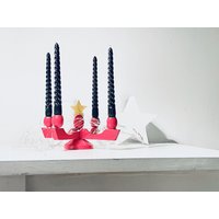 Mid Century Adventskranzständer Kerzenständer Rot Holz Advent Weihnachten 50Er von fraeuleinalpenrose