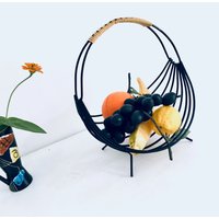 Obstkorb Incl. Plastikobst Mid Century 50-60Er Jahre Vintage Stringära Korb Metallkorb Schwarz Retro Rockabilly Fifties Sixties von fraeuleinalpenrose