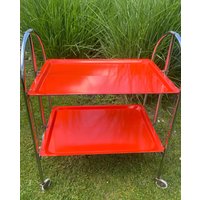 Space Age Teewagen Orange Servierwagen 60-70Er Jahre Mid-Century Klappbar Tisch Klapptisch Rollwagen Rolltisch Barwagen Space Age Teewagen Orange Servierwagen 60-70Er Jahre Mid-Century Klappbar Tisch Klapptisch Rollwagen Rolltisch Barwagen von fraeuleinalpenrose