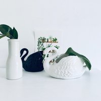 Übertopf Schwan Blumentopf 60Er Jahre Weiß Midcentury Retro Rockabilly Sixties Flohmarkt von fraeuleinalpenrose