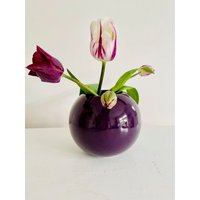 Vase Asa 80-90Er Jahre Blumenvase Vintage Aubergine Blumen Sommer Landhaus Kugelvase von fraeuleinalpenrose