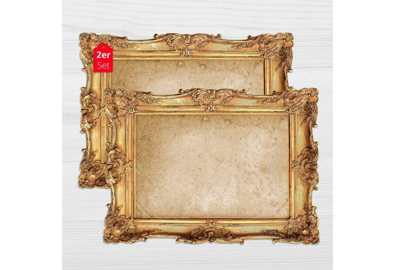 framepad.de Platzset Tischset abwaschbar - Framepad "Florenz" in gold, (2-St., 44 x 32cm), Tischset in eleganter Bilderrahmen-Optik aus erstklassigem Vinyl von framepad.de