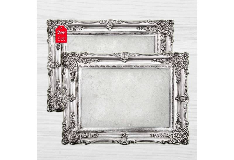 framepad.de Platzset Tischset abwaschbar - Framepad "Venedig" in silber, (2-St., 44 x 32cm), Tischset in eleganter Bilderrahmen-Optik aus erstklassigem Vinyl von framepad.de