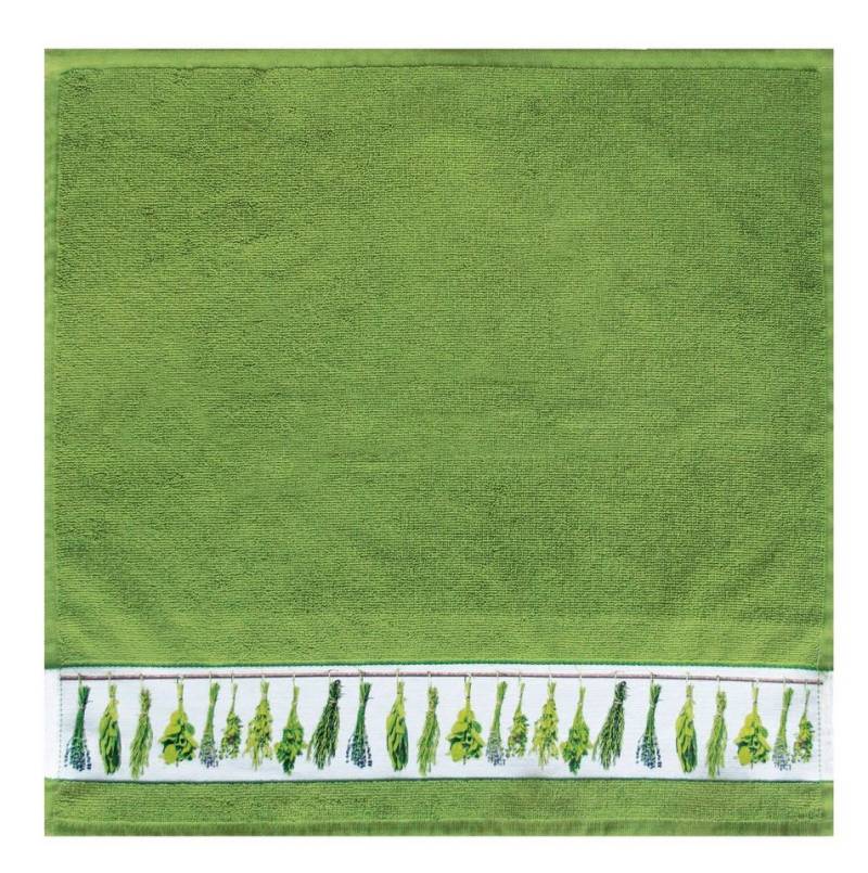 framsohn frottier Geschirrtuch Zwirn "Kräuter" 50 x 50 cm Moos - Grün von framsohn frottier