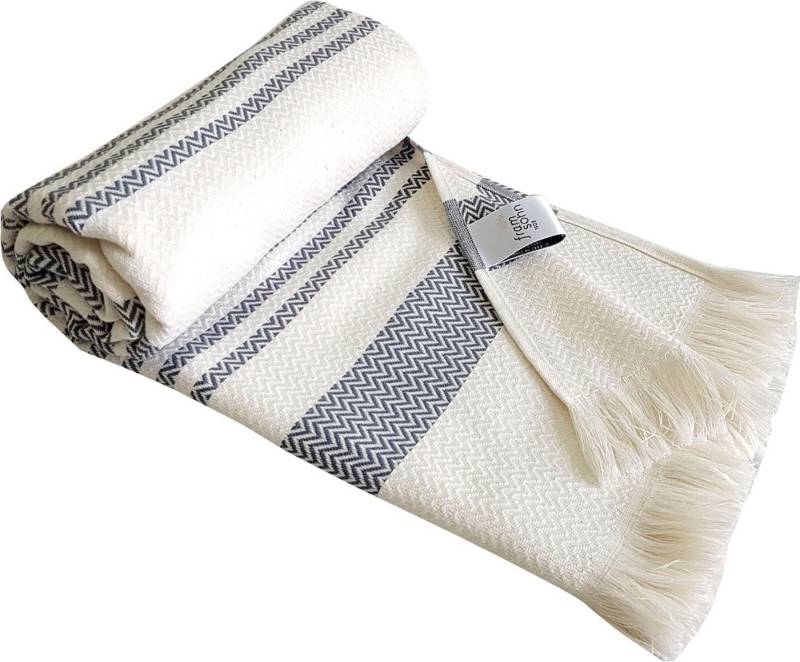 framsohn frottier Hamamtuch Boho Living - Zick Zack Muster, Hamam Frottier (Packung, 1-St), 100x180, zick zack & mit Fransen, ideal als Strandtuch, Sauna, Reise von framsohn frottier