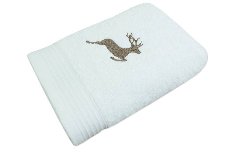 framsohn frottier Handtuch Frottierserie Hirsch Gästetuch Handtuch Duschtuch, (1-St), Mit Stick von framsohn frottier