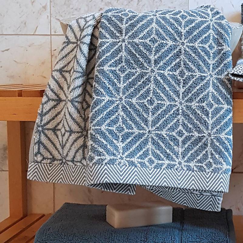 home24 Handtücher Design Jacquard I 2er-Set 50 x 100cm Blau/Blau von home24